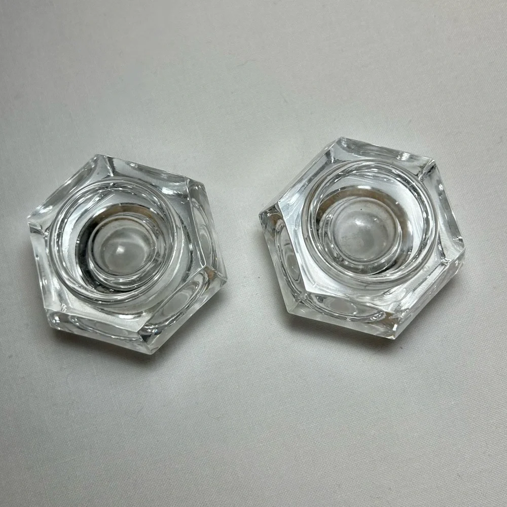 Set of 2 Glass Candle Holders